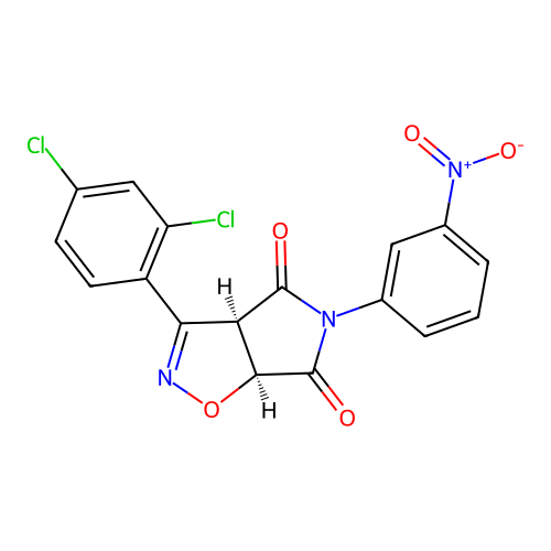 (3aR,6aS)-3-(2,4-dichlorophenyl)-5-(3-nitrophenyl)-3a,6a-dihydropyrrolo[3,4-d][1,2]oxazole-4,6-dione structure