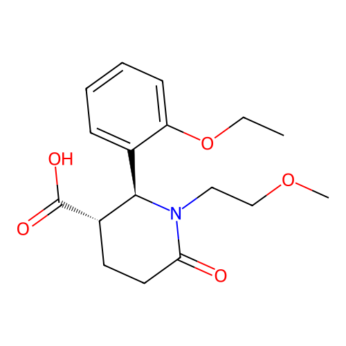 (2S,3S)-2-(2-ethoxyphenyl)-1-(2-methoxyethyl)-6-oxopiperidine-3-carboxylic acid structure