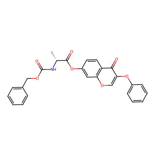 (R)-4-oxo-3-phenoxy-4H-chromen-7-yl 2-(((benzyloxy)carbonyl)amino)propanoate structure