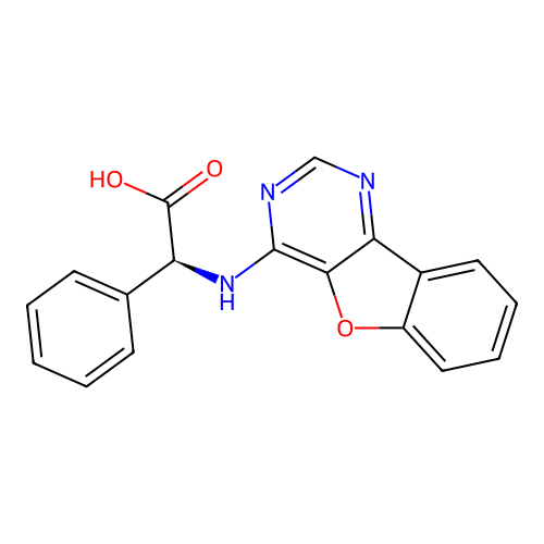 (S)-2-(benzofuro[3,2-d]pyrimidin-4-ylamino)-2-phenylacetic acid structure
