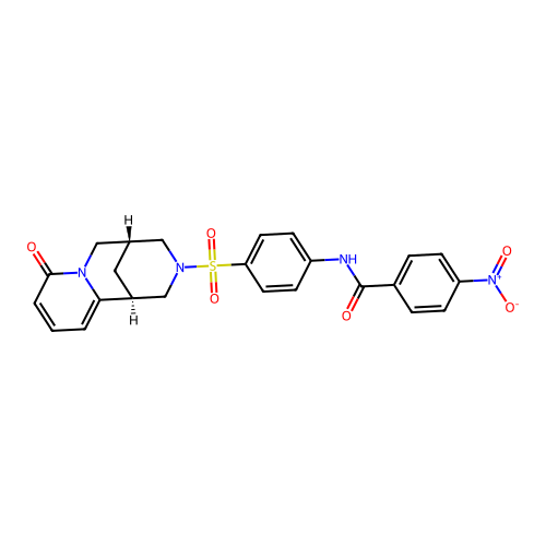 4-nitro-N-(4-(((1R,5R)-8-oxo-5,6-dihydro-1H-1,5-methanopyrido[1,2-a][1,5]diazocin-3(2H,4H,8H)-yl)sulfonyl)phenyl)benzamide structure