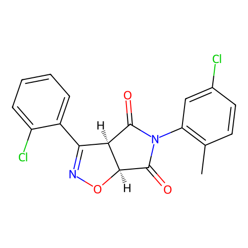 (3aR,6aS)-5-(5-chloro-2-methylphenyl)-3-(2-chlorophenyl)-3a,6a-dihydropyrrolo[3,4-d][1,2]oxazole-4,6-dione structure