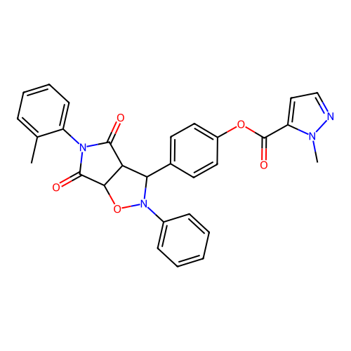 [4-[5-(2-methylphenyl)-4,6-dioxo-2-phenyl-3a,6a-dihydro-3H-pyrrolo[3,4-d][1,2]oxazol-3-yl]phenyl] 2-methylpyrazole-3-carboxylate structure