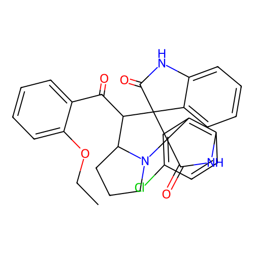 5''-chloro-1'-[(2-ethoxyphenyl)carbonyl]-1,1'',2,2'',5',6',7',7'a-octahydro-1'H-dispiro[indole-3,2'-pyrrolizine-3',3''-indole]-2,2''-dione structure