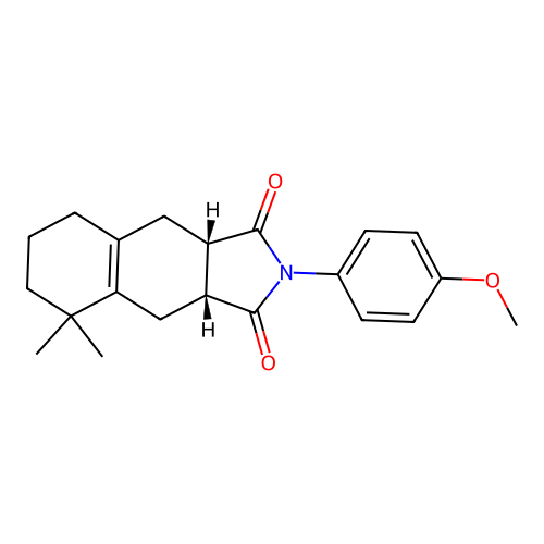 (3aR,9aS)-2-(4-methoxyphenyl)-5,5-dimethyl-3a,4,5,6,7,8,9,9a-octahydro-1H-benzo[f]isoindole-1,3(2H)-dione structure