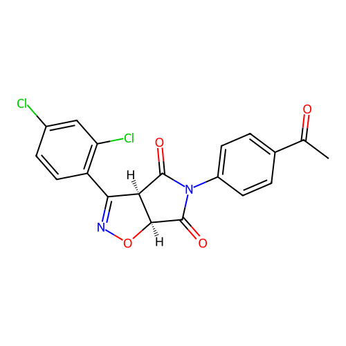 (3aR,6aS)-5-(4-acetylphenyl)-3-(2,4-dichlorophenyl)-3a,6a-dihydropyrrolo[3,4-d][1,2]oxazole-4,6-dione structure