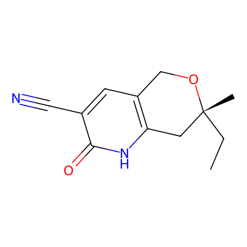 (7R)-7-ethyl-7-methyl-2-oxo-5,8-dihydro-1H-pyrano[4,3-b]pyridine-3-carbonitrile structure