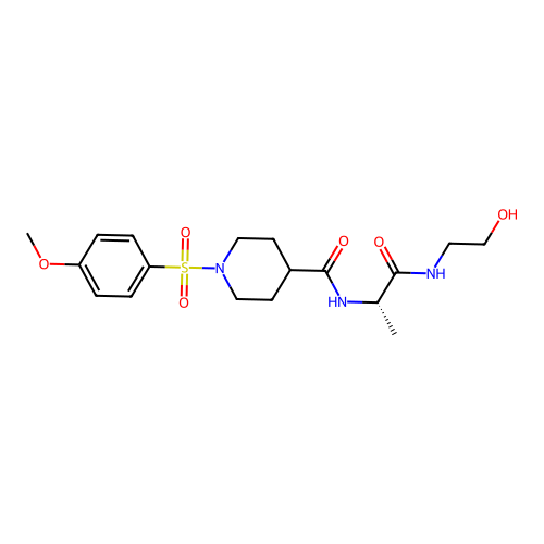 (S)-N-(1-((2-hydroxyethyl)amino)-1-oxopropan-2-yl)-1-((4-methoxyphenyl)sulfonyl)piperidine-4-carboxamide structure