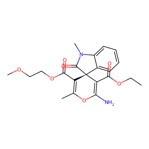(S)-3'-ethyl 5'-(2-methoxyethyl) 2'-amino-1,6'-dimethyl-2-oxospiro[indoline-3,4'-pyran]-3',5'-dicarboxylate structure
