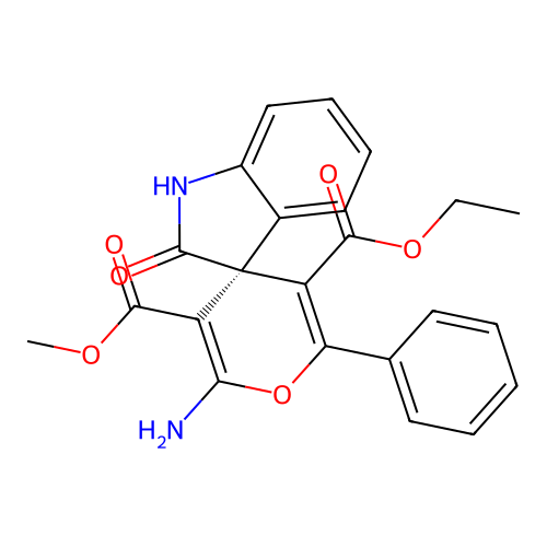 (S)-5'-ethyl 3'-methyl 2'-amino-2-oxo-6'-phenylspiro[indoline-3,4'-pyran]-3',5'-dicarboxylate structure