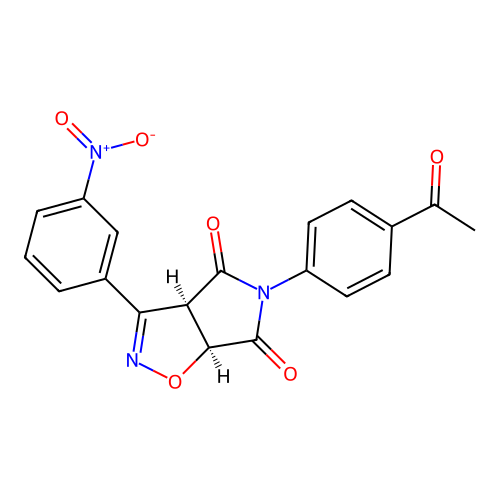 (3aR,6aS)-5-(4-acetylphenyl)-3-(3-nitrophenyl)-3a,6a-dihydropyrrolo[3,4-d][1,2]oxazole-4,6-dione structure