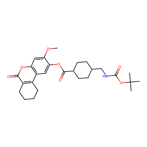 (1r,4r)-3-methoxy-6-oxo-7,8,9,10-tetrahydro-6H-benzo[c]chromen-2-yl 4-(((tert-butoxycarbonyl)amino)methyl)cyclohexanecarboxylate structure