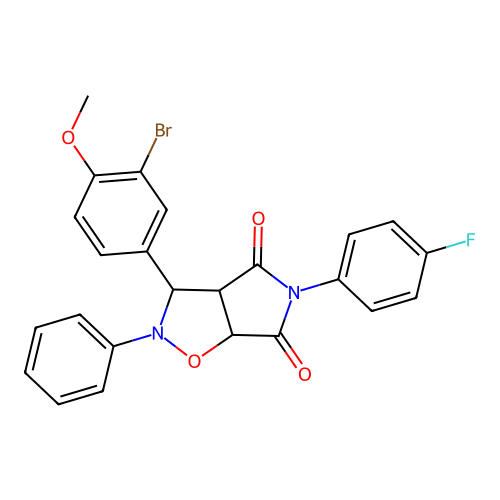 3-(3-bromo-4-methoxyphenyl)-5-(4-fluorophenyl)-2-phenyl-3a,6a-dihydro-3H-pyrrolo[3,4-d][1,2]oxazole-4,6-dione structure
