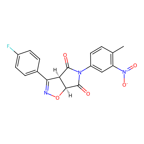 (3aR,6aS)-3-(4-fluorophenyl)-5-(4-methyl-3-nitrophenyl)-3a,6a-dihydropyrrolo[3,4-d][1,2]oxazole-4,6-dione structure