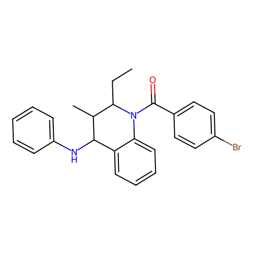 (4-anilino-2-ethyl-3-methyl-3,4-dihydro-2H-quinolin-1-yl)-(4-bromophenyl)methanone structure
