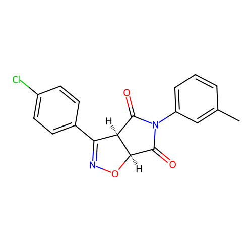 (3aR,6aS)-3-(4-chlorophenyl)-5-(m-tolyl)-3aH-pyrrolo[3,4-d]isoxazole-4,6(5H,6aH)-dione structure