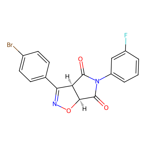 (3aR,6aS)-3-(4-bromophenyl)-5-(3-fluorophenyl)-3a,6a-dihydropyrrolo[3,4-d][1,2]oxazole-4,6-dione structure