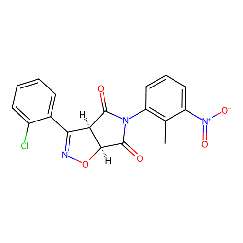 (3aR,6aS)-3-(2-chlorophenyl)-5-(2-methyl-3-nitrophenyl)-3a,6a-dihydropyrrolo[3,4-d][1,2]oxazole-4,6-dione structure