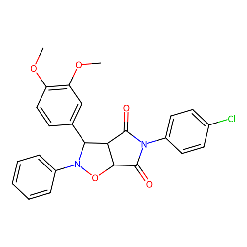 5-(4-chlorophenyl)-3-(3,4-dimethoxyphenyl)-2-phenyl-3a,6a-dihydro-3H-pyrrolo[3,4-d][1,2]oxazole-4,6-dione structure