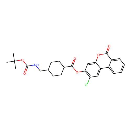 (1r,4r)-2-chloro-6-oxo-6H-benzo[c]chromen-3-yl 4-(((tert-butoxycarbonyl)amino)methyl)cyclohexanecarboxylate structure