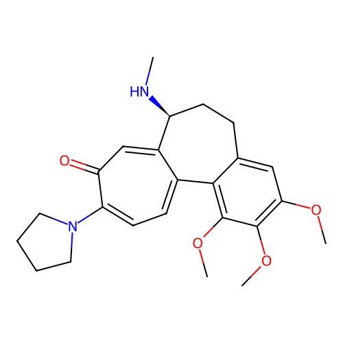 (7S)-1,2,3-trimethoxy-7-(methylamino)-10-(pyrrolidin-1-yl)-6,7-dihydrobenzo[a]heptalen-9(5H)-one structure