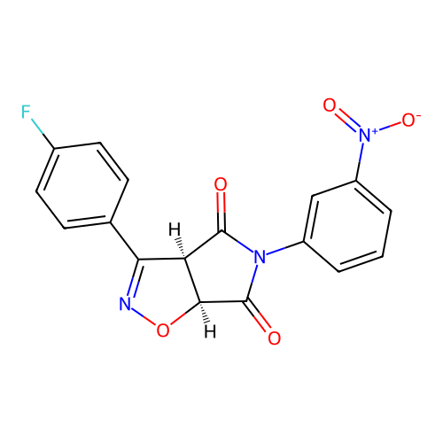 (3aR,6aS)-3-(4-fluorophenyl)-5-(3-nitrophenyl)-3a,6a-dihydropyrrolo[3,4-d][1,2]oxazole-4,6-dione structure