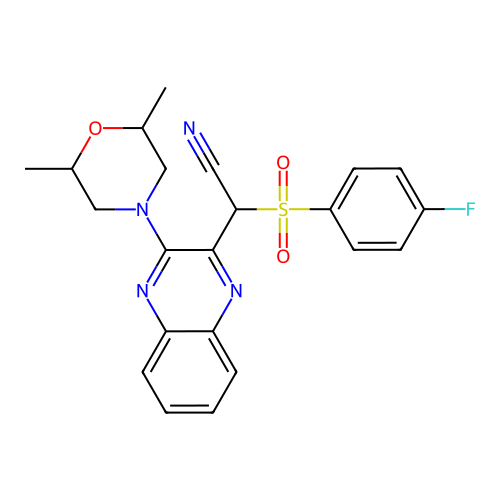 [3-(2,6-dimethylmorpholin-4-yl)quinoxalin-2-yl][(4-fluorophenyl)sulfonyl]acetonitrile structure