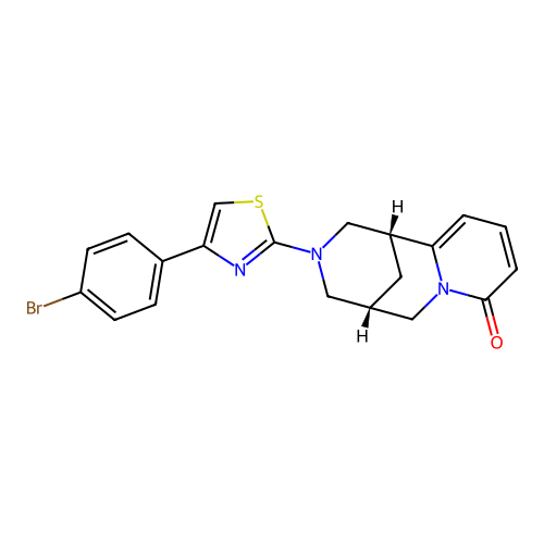 (1R,5R)-3-(4-(4-bromophenyl)thiazol-2-yl)-3,4,5,6-tetrahydro-1H-1,5-methanopyrido[1,2-a][1,5]diazocin-8(2H)-one structure