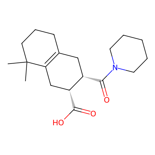 (2R,3S)-8,8-dimethyl-3-(piperidine-1-carbonyl)-1,2,3,4,5,6,7,8-octahydronaphthalene-2-carboxylic acid structure