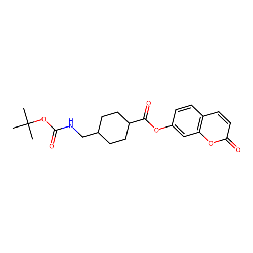 (1r,4r)-2-oxo-2H-chromen-7-yl 4-(((tert-butoxycarbonyl)amino)methyl)cyclohexanecarboxylate structure