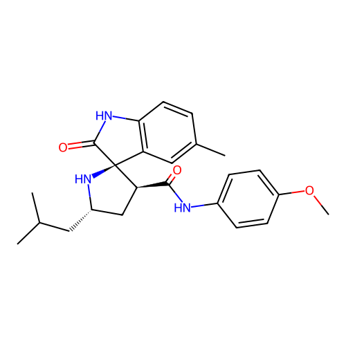 (2'R,3'S,5'S)-5'-isobutyl-N-(4-methoxyphenyl)-5-methyl-2-oxospiro[indoline-3,2'-pyrrolidine]-3'-carboxamide structure