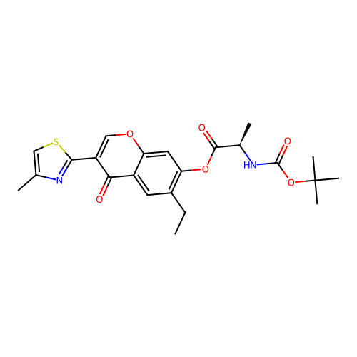 (R)-6-ethyl-3-(4-methylthiazol-2-yl)-4-oxo-4H-chromen-7-yl 2-((tert-butoxycarbonyl)amino)propanoate structure