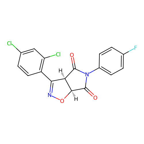 (3aR,6aS)-3-(2,4-dichlorophenyl)-5-(4-fluorophenyl)-3a,6a-dihydropyrrolo[3,4-d][1,2]oxazole-4,6-dione structure