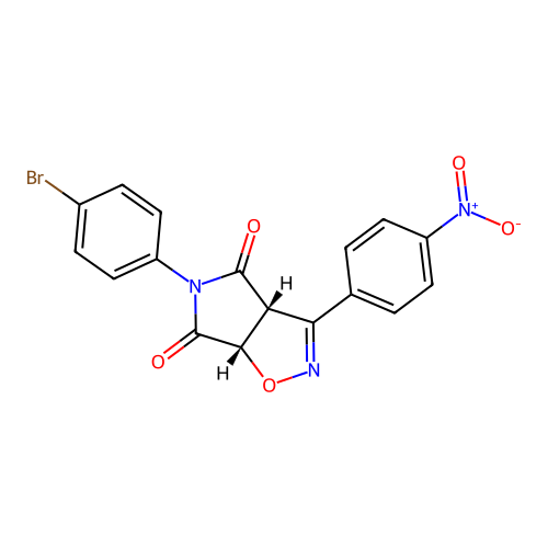(3aR,6aS)-5-(4-bromophenyl)-3-(4-nitrophenyl)-3a,6a-dihydropyrrolo[3,4-d][1,2]oxazole-4,6-dione structure