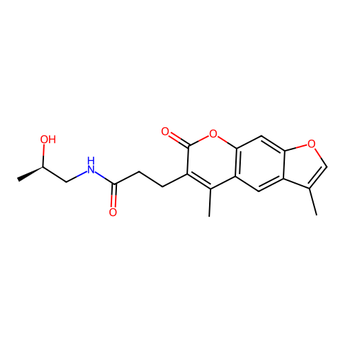 (R)-3-(3,5-dimethyl-7-oxo-7H-furo[3,2-g]chromen-6-yl)-N-(2-hydroxypropyl)propanamide structure