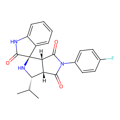 (1'R,3'S,3a'S,6a'R)-5'-(4-fluorophenyl)-3'-isopropyl-3',3a'-dihydro-2'H-spiro[indoline-3,1'-pyrrolo[3,4-c]pyrrole]-2,4',6'(5'H,6a'H)-trione structure