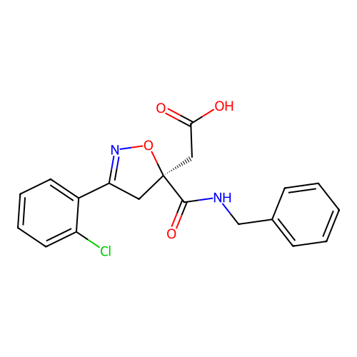 (S)-2-(5-(Benzylcarbamoyl)-3-(2-chlorophenyl)-4,5-dihydroisoxazol-5-yl)acetic acid structure