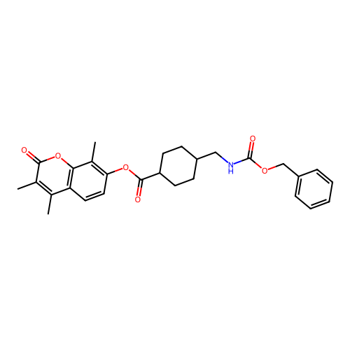(1r,4r)-3,4,8-trimethyl-2-oxo-2H-chromen-7-yl 4-((((benzyloxy)carbonyl)amino)methyl)cyclohexanecarboxylate structure