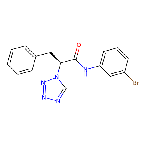 (2S)-N-(3-bromophenyl)-3-phenyl-2-(1H-tetrazol-1-yl)propanamide structure