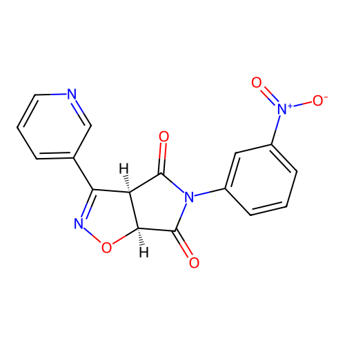 (3aR,6aS)-5-(3-nitrophenyl)-3-(pyridin-3-yl)-3aH-pyrrolo[3,4-d][1,2]oxazole-4,6(5H,6aH)-dione structure