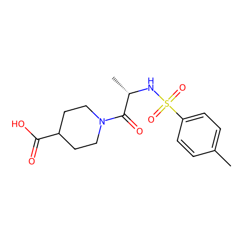 (S)-1-(2-(4-methylphenylsulfonamido)propanoyl)piperidine-4-carboxylic acid structure