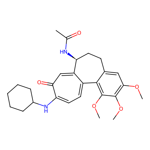 (S)-N-(10-(cyclohexylamino)-1,2,3-trimethoxy-9-oxo-5,6,7,9-tetrahydrobenzo[a]heptalen-7-yl)acetamide structure