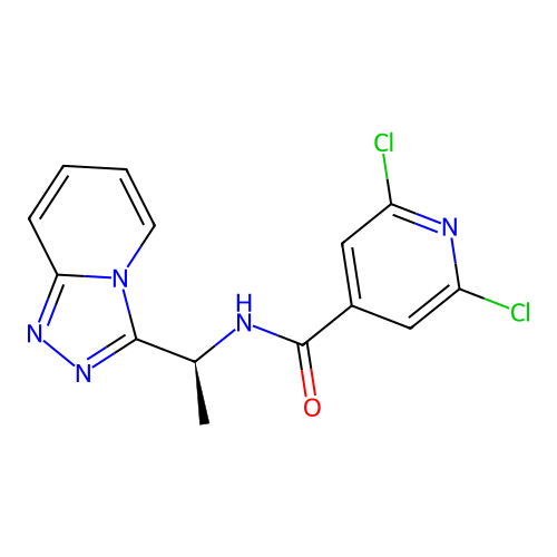 2,6-dichloro-N-[(1S)-1-([1,2,4]triazolo[4,3-a]pyridin-3-yl)ethyl]pyridine-4-carboxamide structure