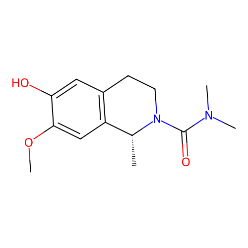 (1R)-6-hydroxy-7-methoxy-N,N,1-trimethyl-3,4-dihydro-1H-isoquinoline-2-carboxamide structure