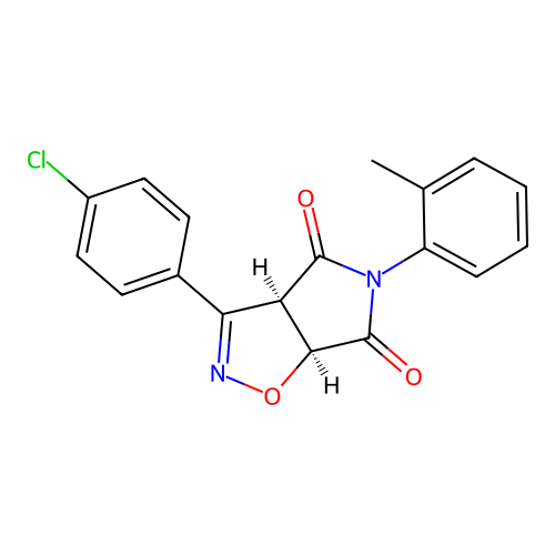 (3aR,6aS)-3-(4-chlorophenyl)-5-(o-tolyl)-3aH-pyrrolo[3,4-d]isoxazole-4,6(5H,6aH)-dione structure