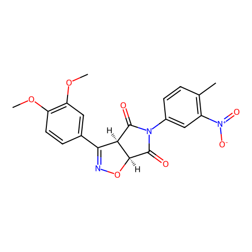 (3aR,6aS)-3-(3,4-dimethoxyphenyl)-5-(4-methyl-3-nitrophenyl)-3a,6a-dihydropyrrolo[3,4-d][1,2]oxazole-4,6-dione structure