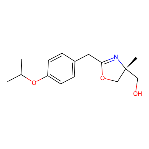 (R)-(2-(4-isopropoxybenzyl)-4-methyl-4,5-dihydrooxazol-4-yl)methanol structure