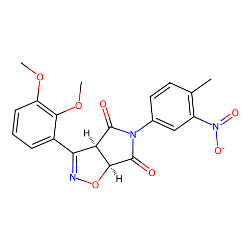 (3aR,6aS)-3-(2,3-dimethoxyphenyl)-5-(4-methyl-3-nitrophenyl)-3a,6a-dihydropyrrolo[3,4-d][1,2]oxazole-4,6-dione structure