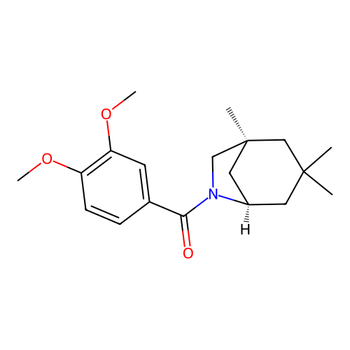 (3,4-dimethoxyphenyl)((1S,5R)-1,3,3-trimethyl-6-azabicyclo[3.2.1]octan-6-yl)methanone structure