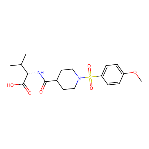 N-({1-[(4-methoxyphenyl)sulfonyl]piperidin-4-yl}carbonyl)-L-valine structure